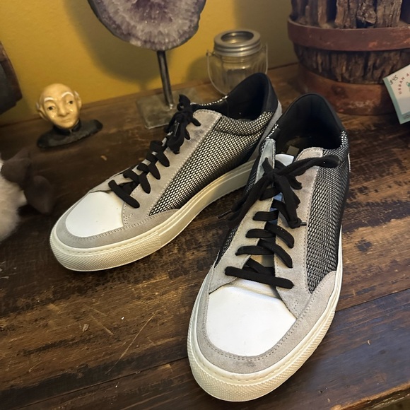P448 Men’s Soho Sneaker Italian Leather Black/Gray Size 11 Euro 44 NWT